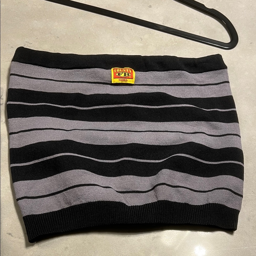 Women's Black and Gray Striped top M/L